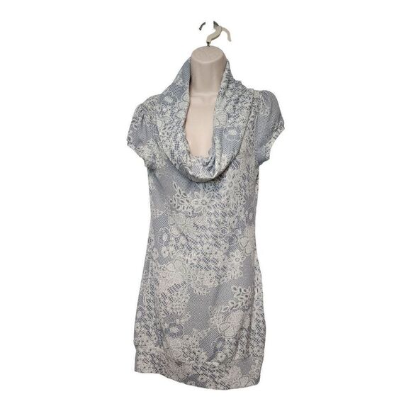 Decree Gray Lace Print Cowl Neck Dress Size Large - Picture 1 of 8